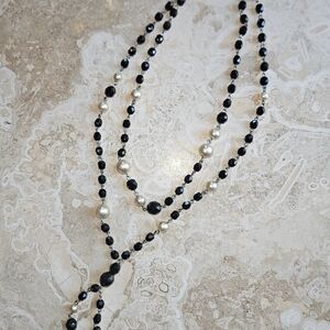 Elegant White House Black Market Black and White Beaded Necklace